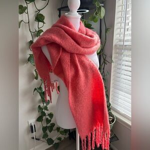 Lauren Conrad Cozy Salmon Scarf with Fringe